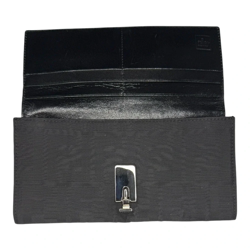 Fendi Black Zucca Canvas Continental Wallet | Box & Dust Bag | Made in Italy